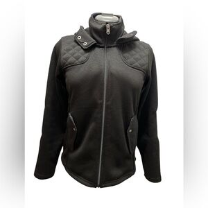 Eddie Bauer Full Zip Black Jacket Hood Size Smalll